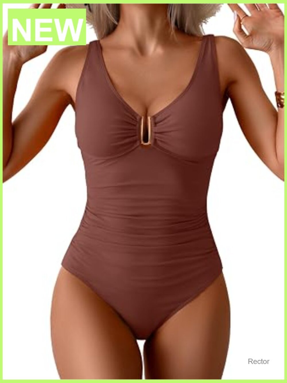 Womens One Piece Swimsuit Tummy Control Ruched V Neck Push Up Bathing Suit